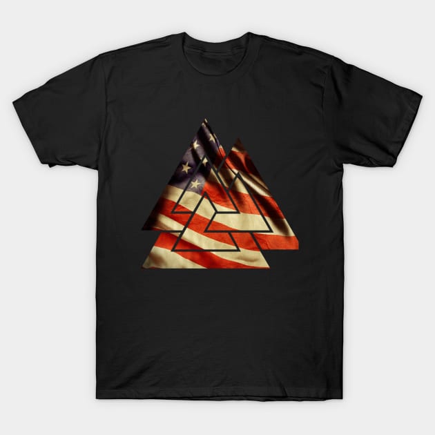 'Merica Valknut T-Shirt by eightbitpanda